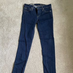 AG low-rise super skinny dark wash jeans. Size 27R.